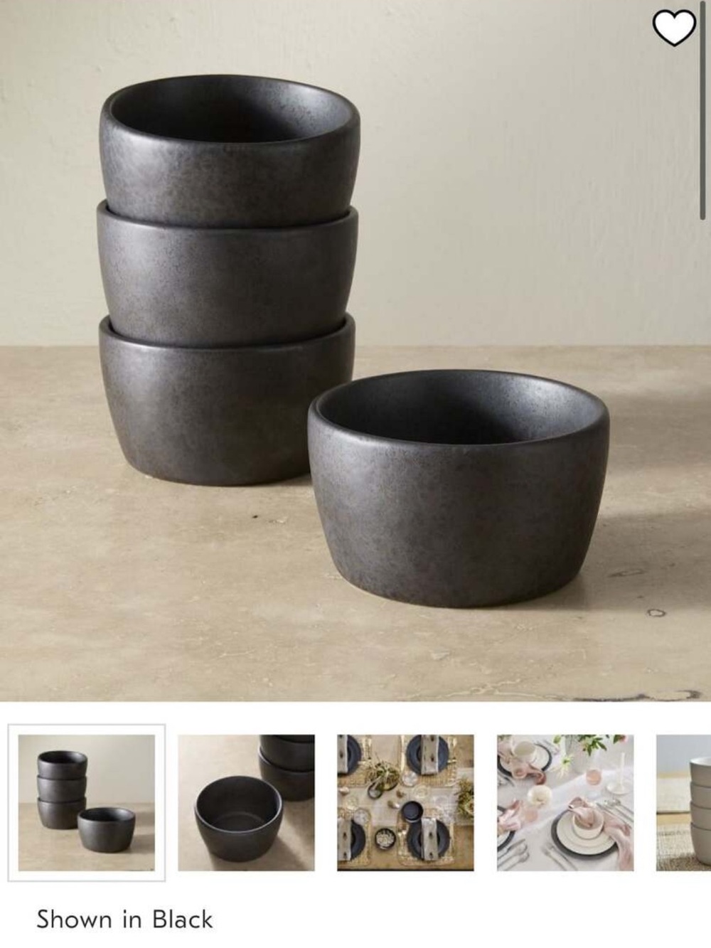 West Elm lucia Black ceramic bowls  - Set of 4